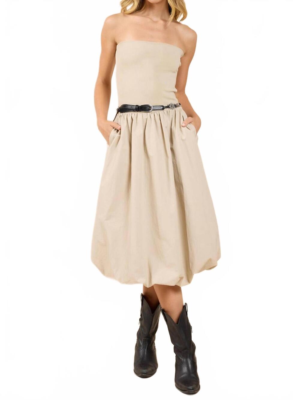 NEW SADIE & SAGE happier now strapless tube bubble dress in ash - Picture 1 of 10